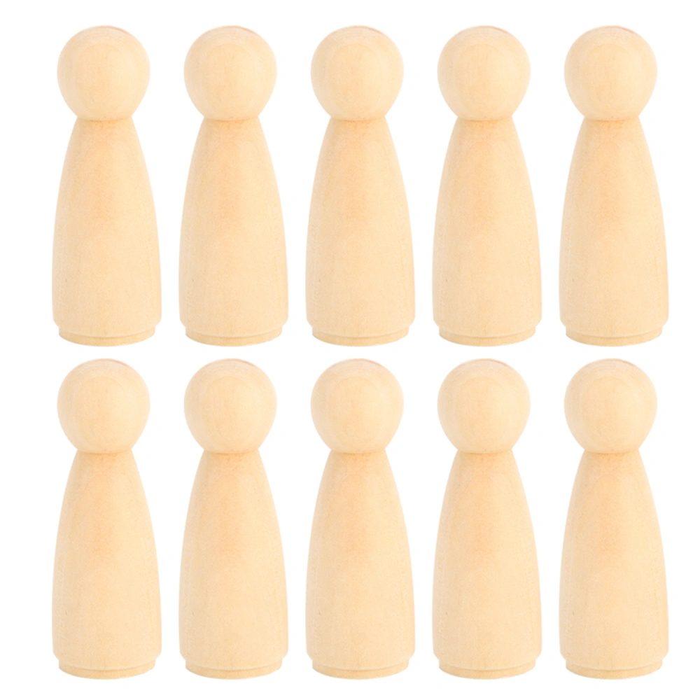 10pcs 75mm Female DIY Painting Dolls Wooden Children Painting Figure Toy Craft