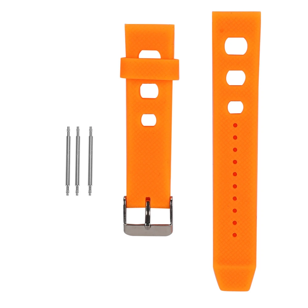 20mm Watch Band Silicone Pin Buckle Waterproof Sweat Proof Watch Strap(Orange )