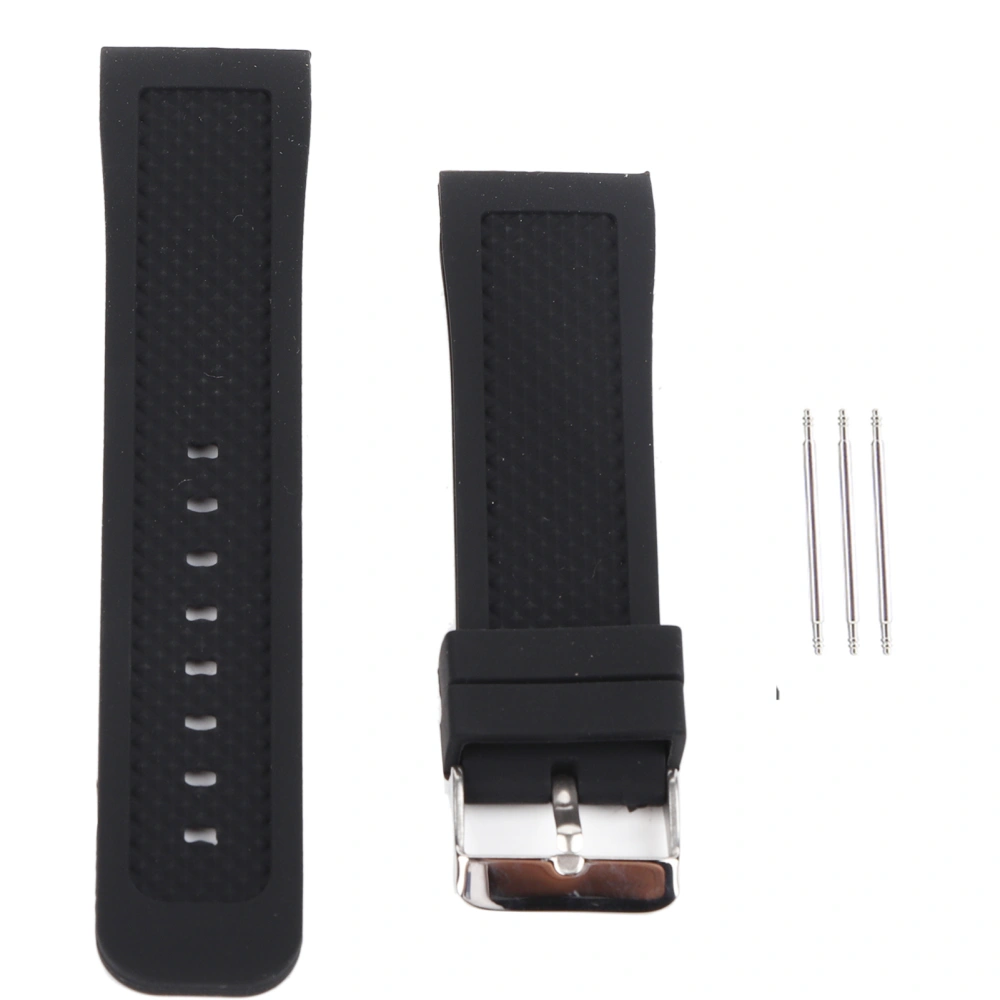 24mm Watch Band Silicone Pin Buckle Waterproof Sweat Proof Watch Strap