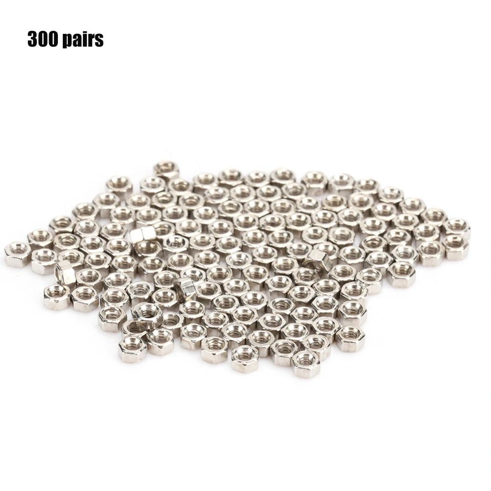 300 Pairs Rimless Glasses Screw Hex Nuts 1.4 Nut Cap Eyeglasses Repairing Parts