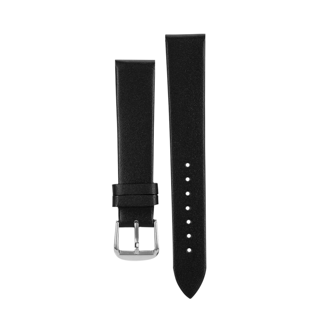 1 Pair PU Leather Universal Unisex Pin Buckle Watch Band Replacement Watch Strap (19mm)Black