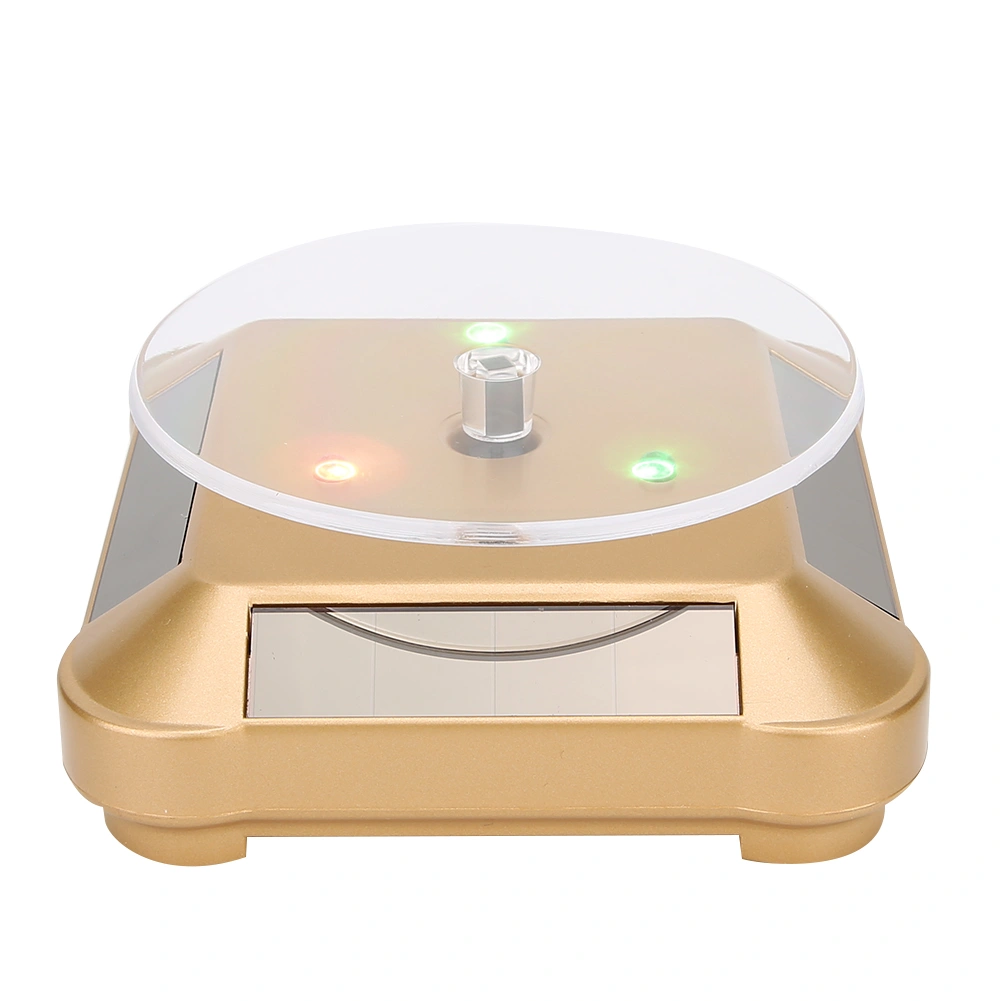 Solar Powered LED Electric Rotating Turntable Display Stand for Jewelry PhoneGold with Light