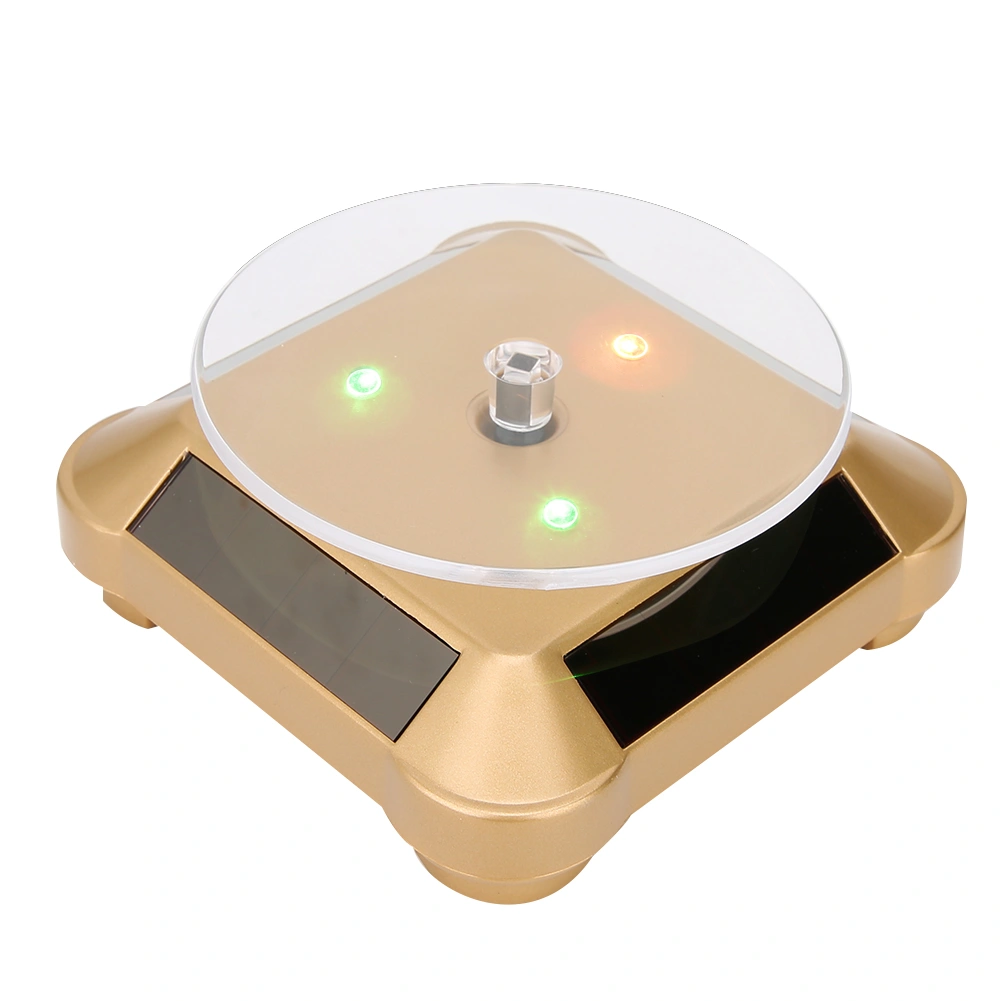 Solar Powered LED Electric Rotating Turntable Display Stand for Jewelry PhoneGold with Light