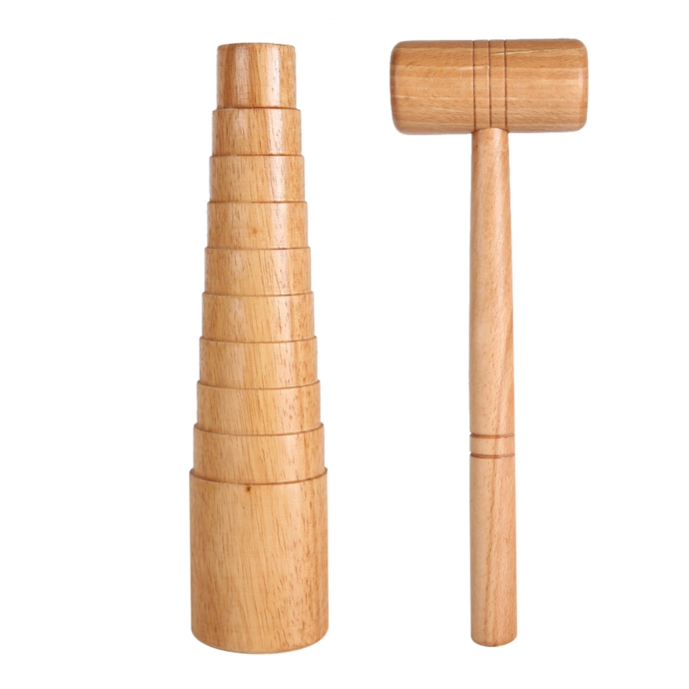 2pcs / set Wooden Mandrel Sizer Jewelry Making Adjust Bangle Sizing Measurement Stick Hammer Tool Set