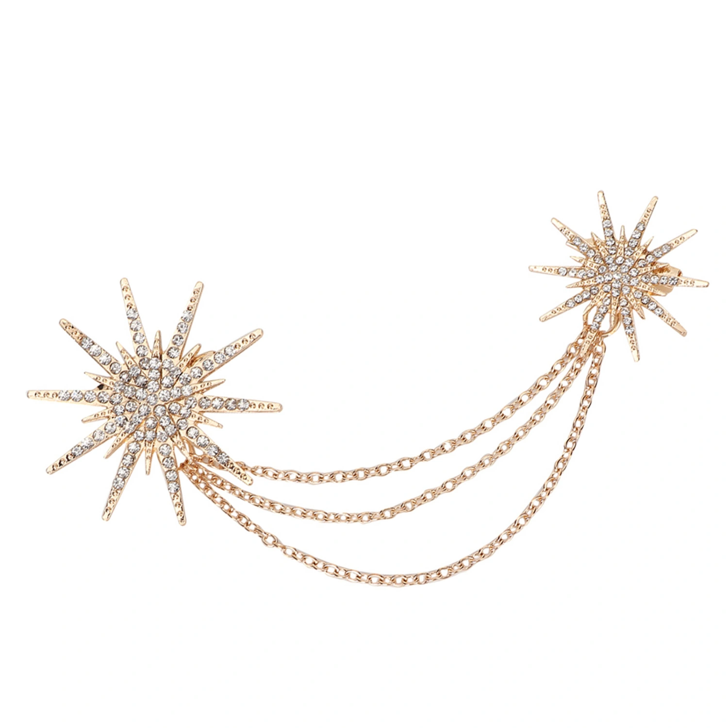 Fashion Snowflake Shaped Brooch Alloy Tassel Chain Brooch Lady Jewelry Accessory
