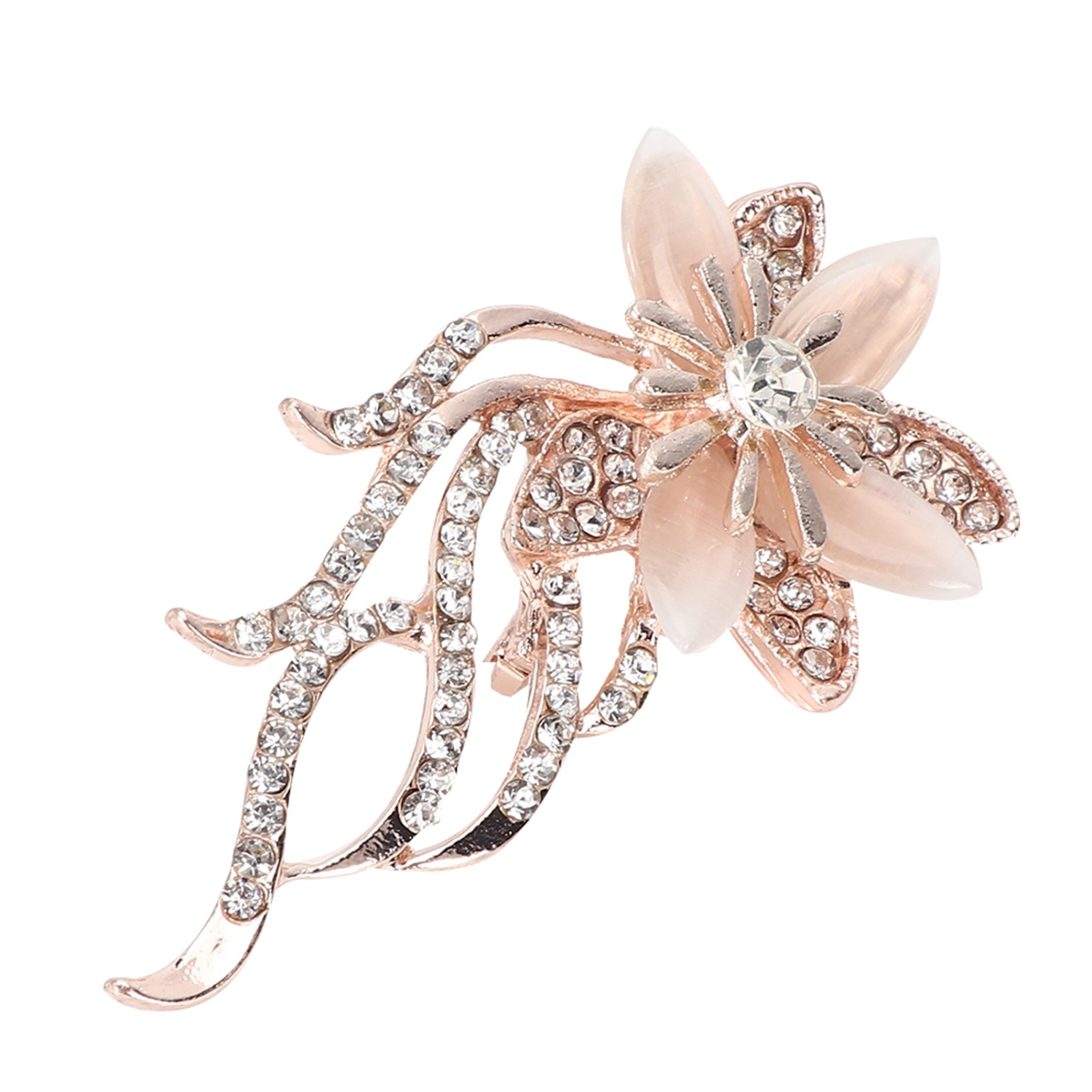 Women Fashion Alloy Flower Elegant Rhinestones Pin Brooch Clothes Decoration Jewelry Accessory