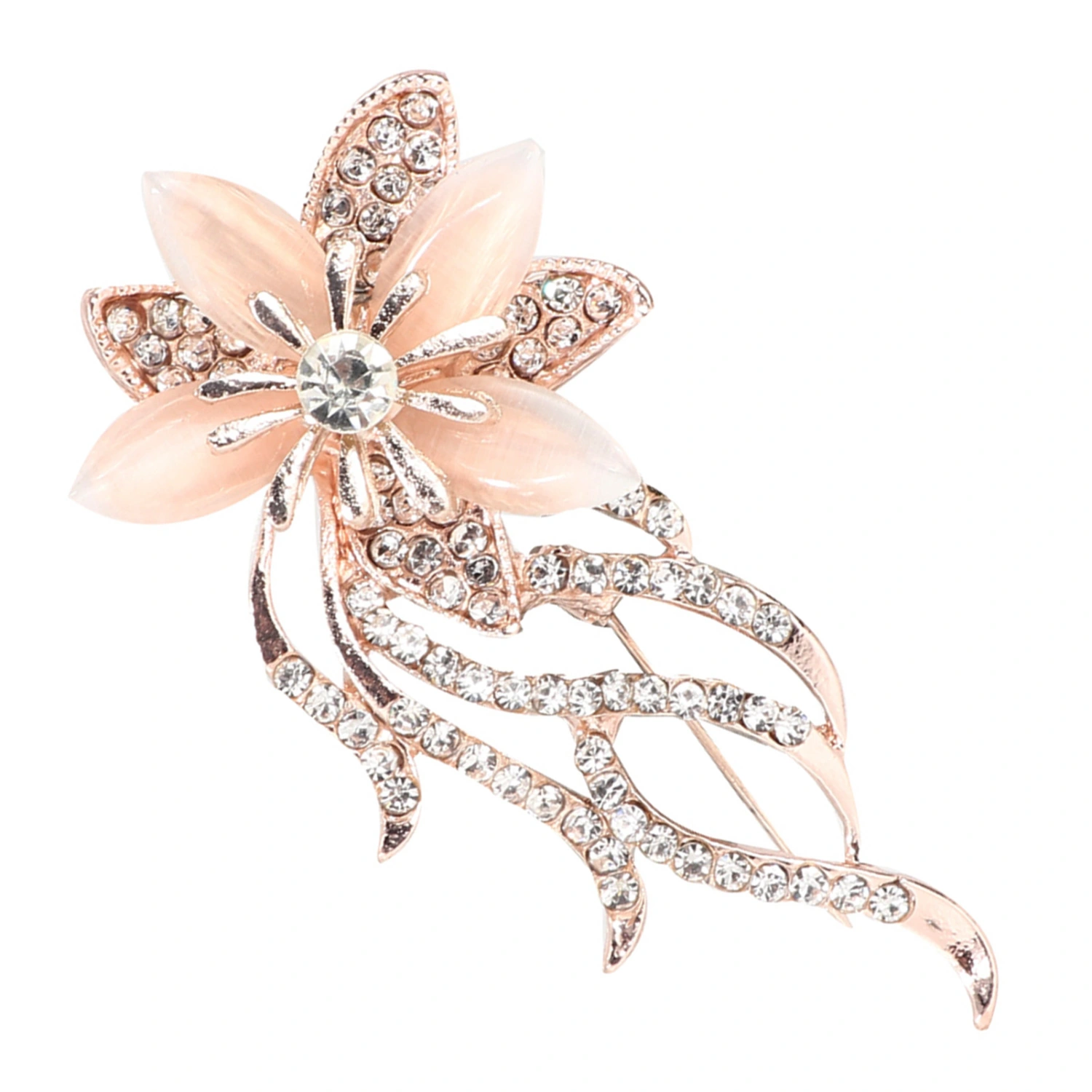 Women Fashion Alloy Flower Elegant Rhinestones Pin Brooch Clothes Decoration Jewelry Accessory