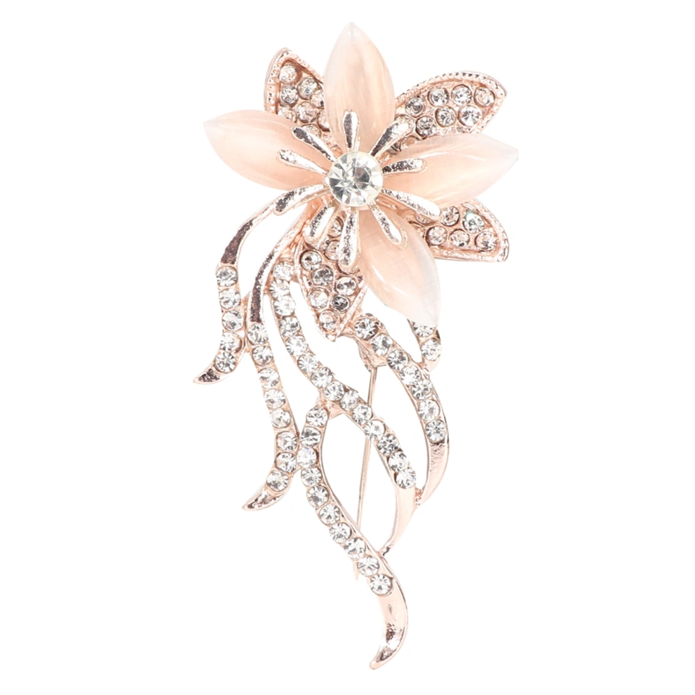 Women Fashion Alloy Flower Elegant Rhinestones Pin Brooch Clothes Decoration Jewelry Accessory