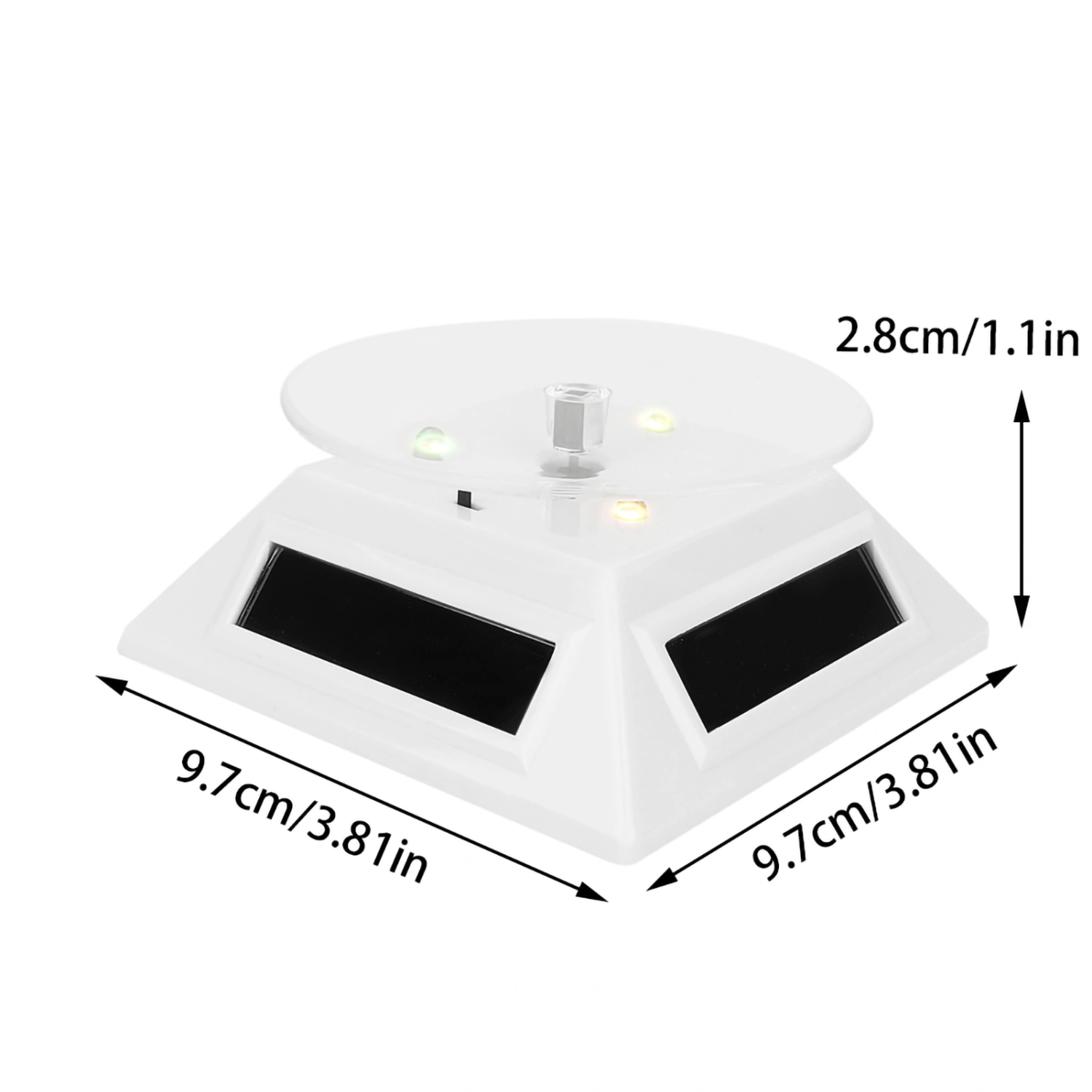 Electric LED Light Solar Powered Rotating Turntable Display Stand for Jewelry Phone Watches Camera