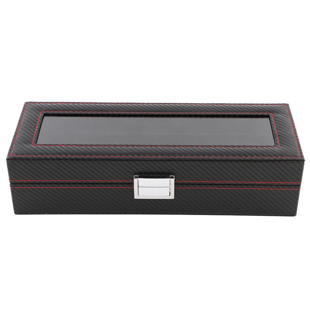 6 Slot Watch Box Travel Carbon Fiber Case Jewelry Display Storage Collector Organizer