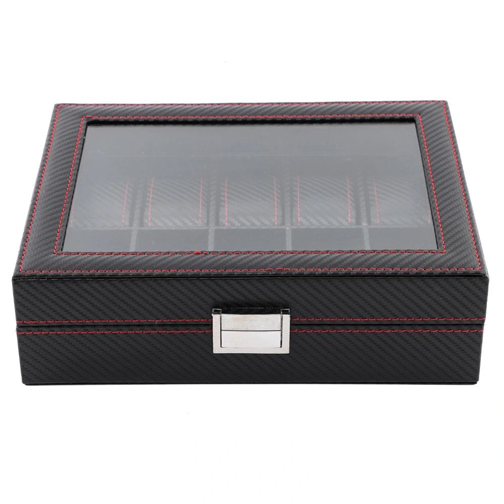 10Slot Watch Box Travel Carbon Fiber Case Jewelry Display Storage Collector Organizer