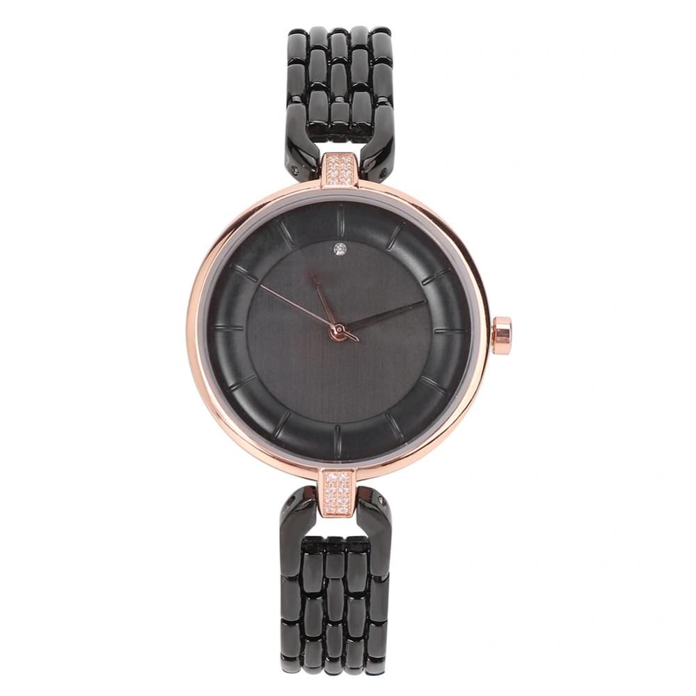 Fashion Women Alloy Steel Strap Quartz Watch Waterproof Casual Female WatchRose Gold Black