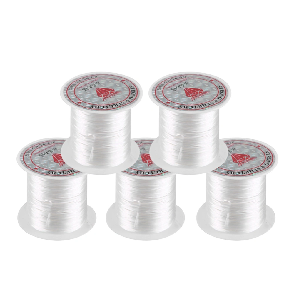 5 Rolls Crystal Line Beads String Wire Jewelry Material Elastic Thread for Jewelry DIY (White)