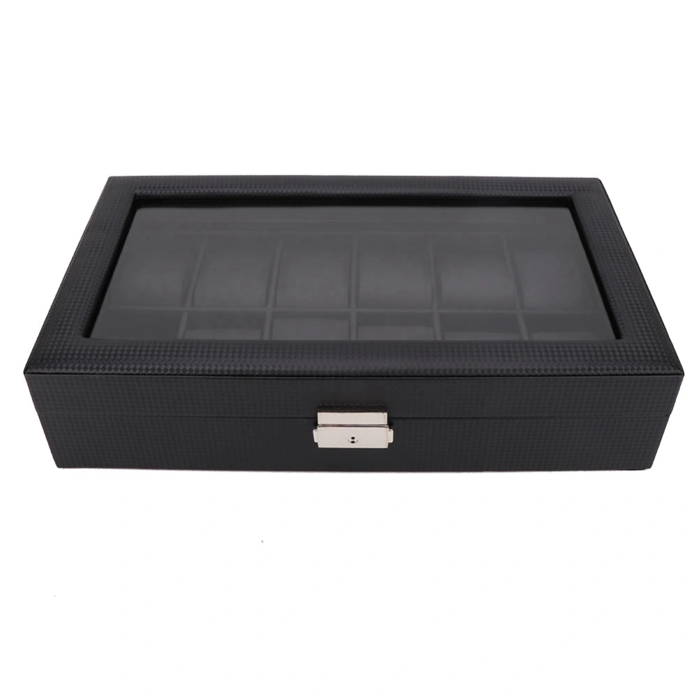 12 Slot Watch Leather Box Display Case Organizer High Quality Jewelry Storage Black