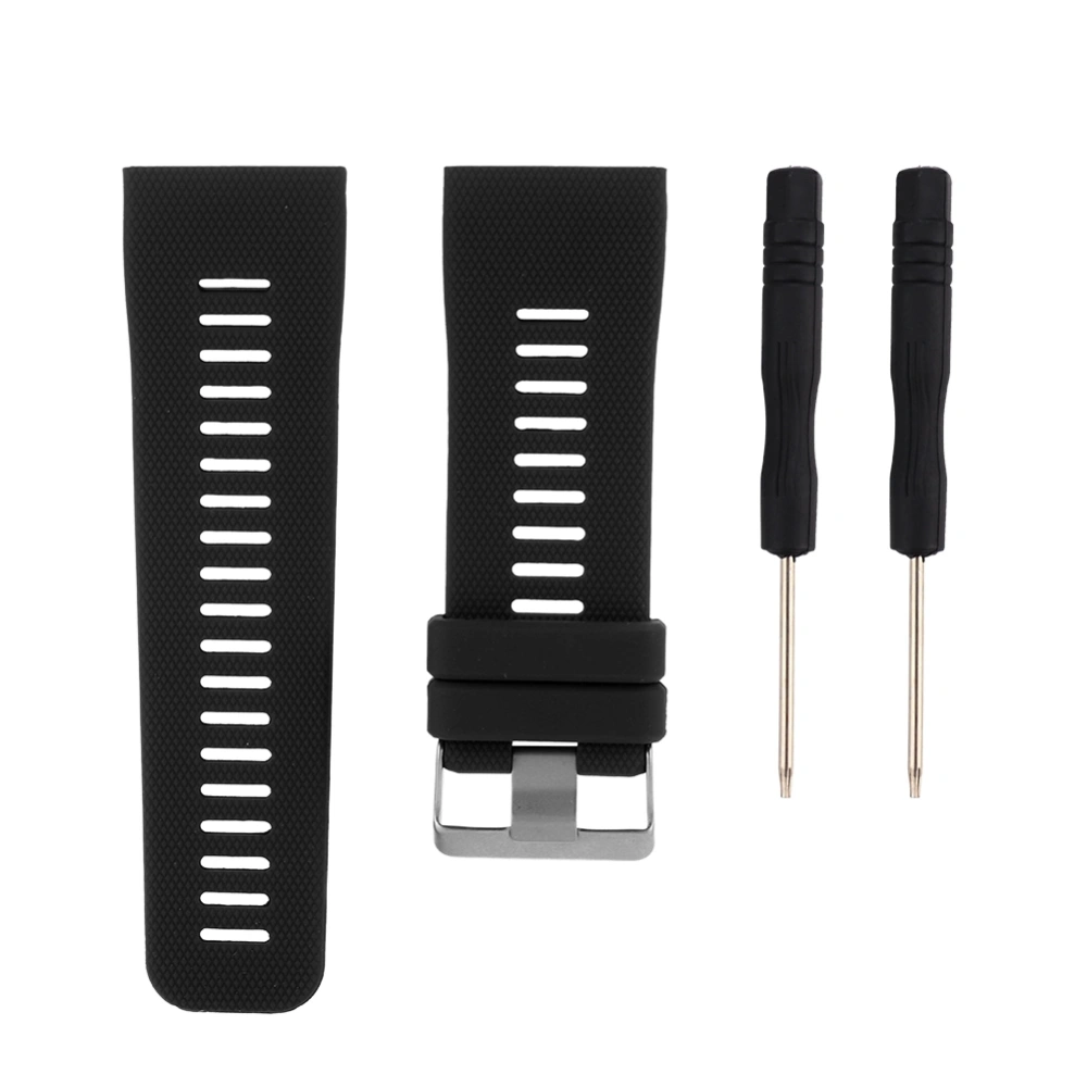 Silica Gel Watch Band Wristwatch Strap Replacement Fit for Garmin Vivoactive HR (Black)