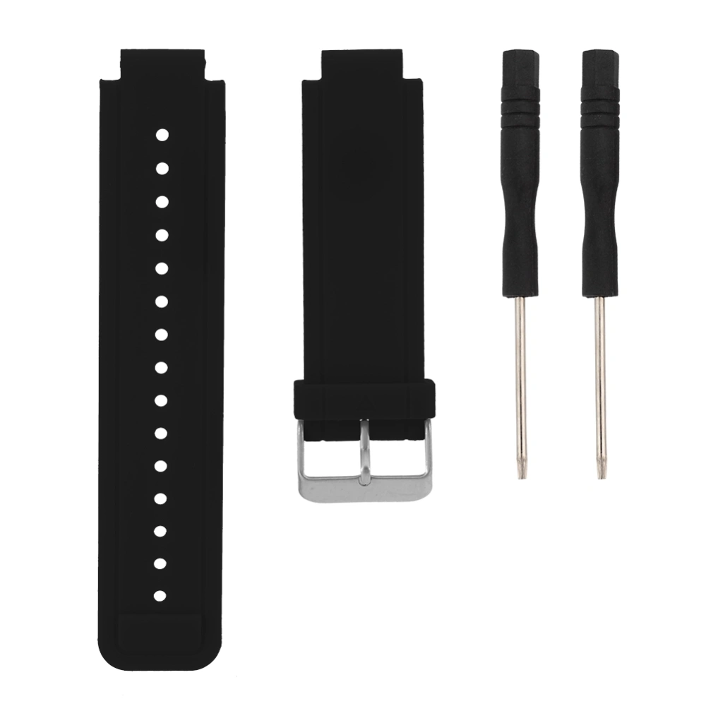 Adjustable Silica Gel Watch Band Wristwatch Strap Replacement Fit for Garmin Vivoactive (Black)