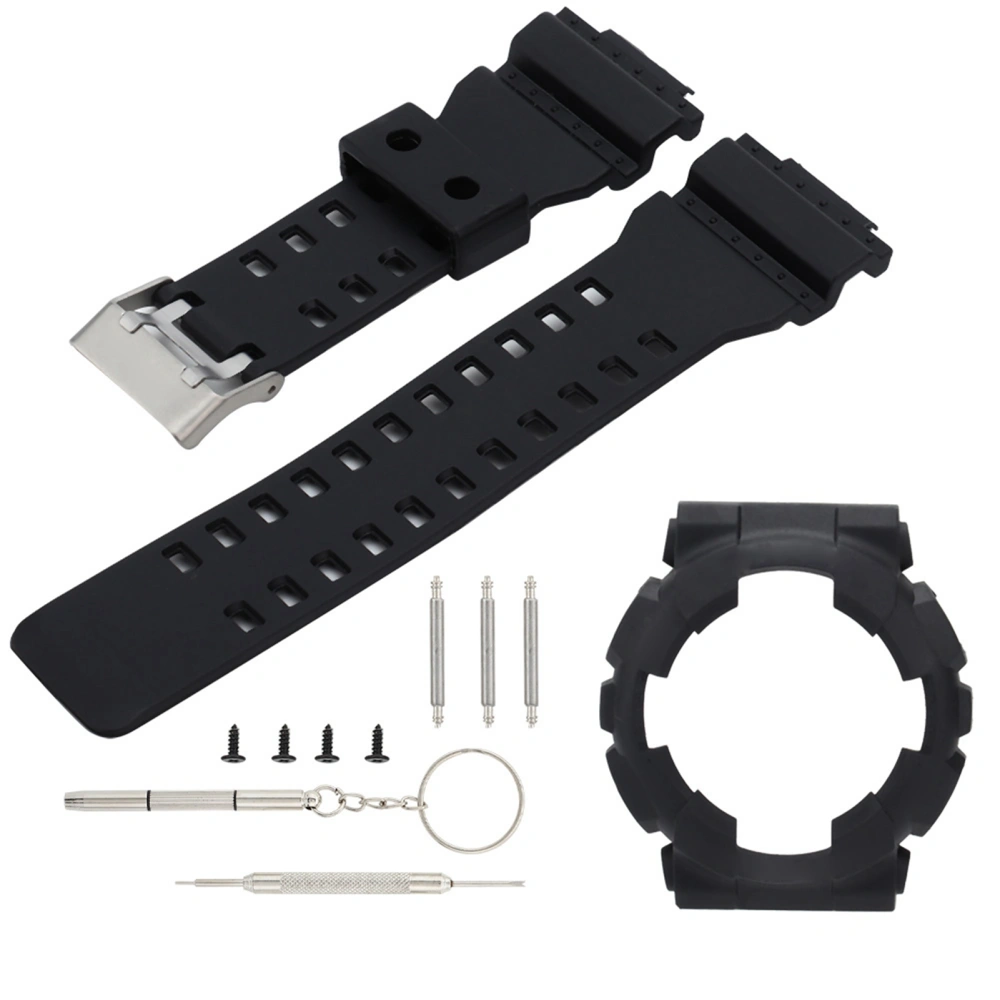 Silicone Watch Strap Replacement Wristband with Watch Case Fits For Casio GA110/100