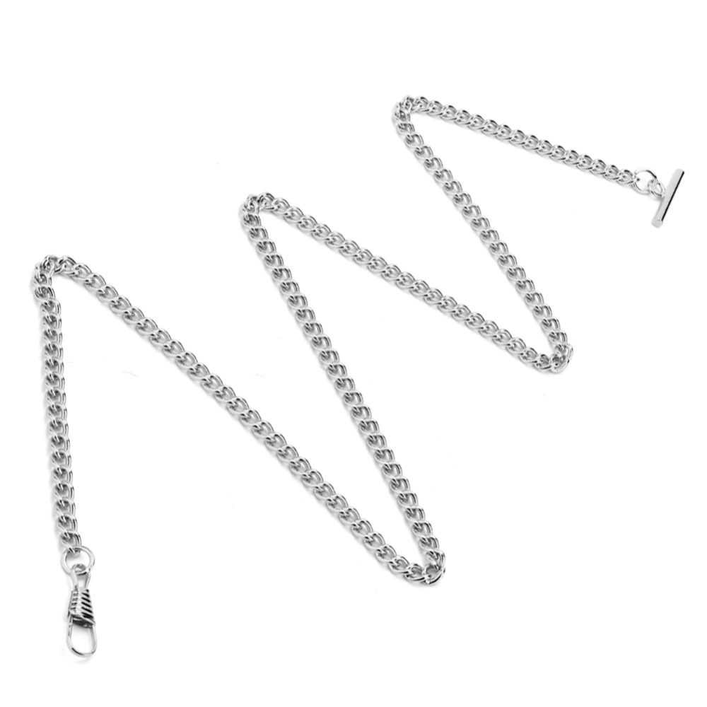 65cm Length Retro t Bar Pocket Watch Chain Pendant Holder Metal Pocket Watch Accessories Silver