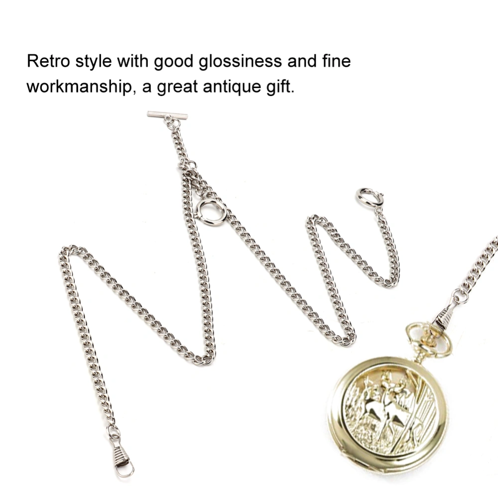 44cm Retro Vintage Metal Pocket Watch Chain Link Classic Antique Gift (Silver)