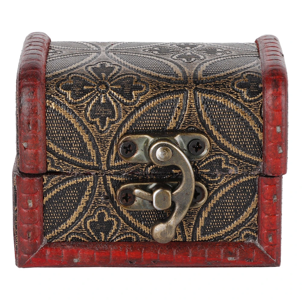 Vintage Small Treasure Chest Decorative Wooden Jewelry Lock Box Gift Case (Copper Coin)