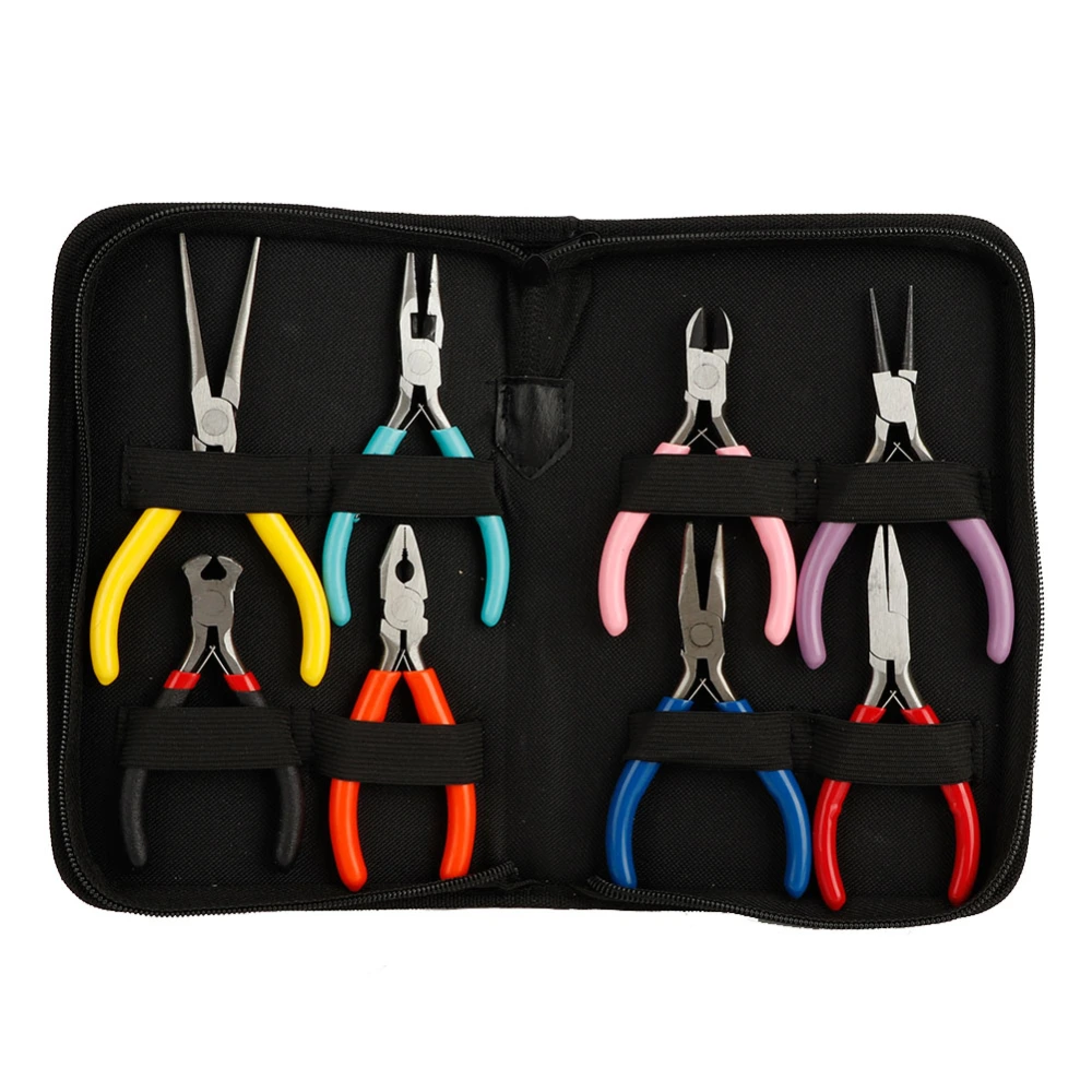 8pcs/set Steel Mini Pliers Long/Round/Flat Nose Pliers Jewelry Making Processing Tool