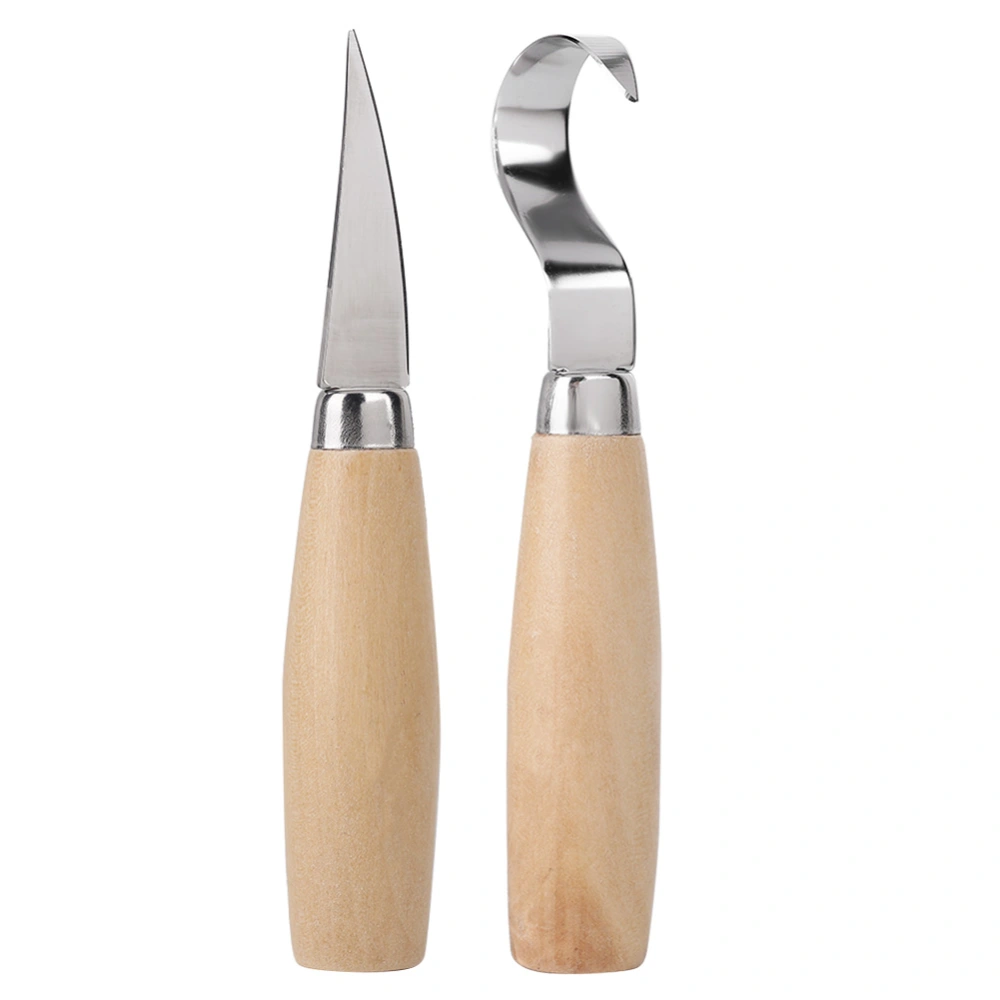 2Pcs Wood Carving Tool Kit Set For Woodworking Straight&Bent Knives