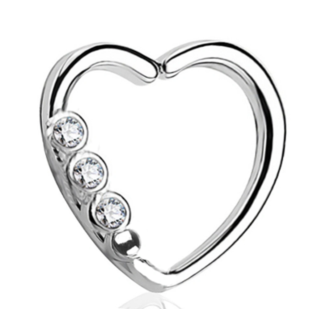 1pcs Heart Shaped Zircons Copper Nose Stud Ring Electroplate Body Piercing Jewelry