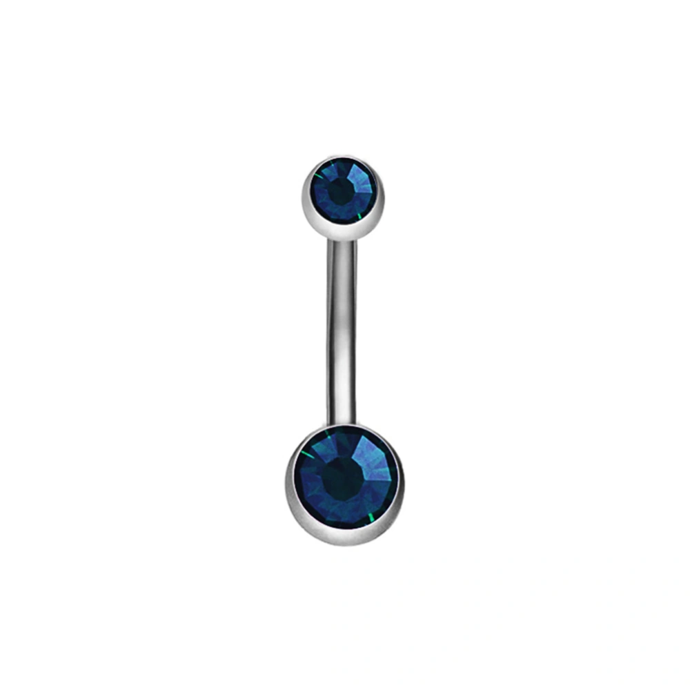 Stainless Steel Dual Rhinestone Navel Button Anti allergy Piercing Body Jewelry(Peacock blue)