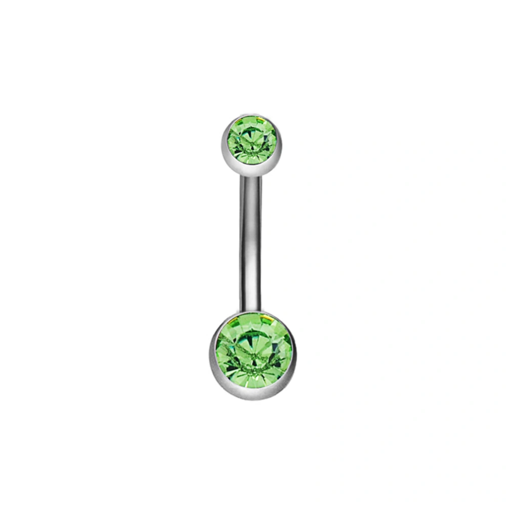 Stainless Steel Dual Rhinestone Navel Button Anti allergy Piercing Body Jewelry(Prasinous)