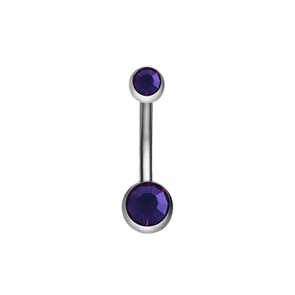 Stainless Steel Dual Rhinestone Navel Button Anti allergy Piercing Body Jewelry(Dark purple)