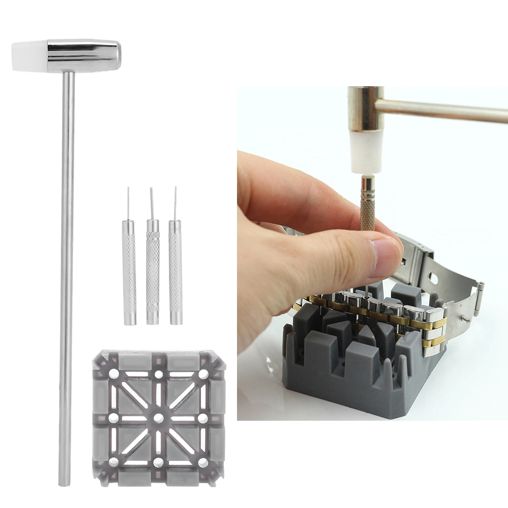 Professional Watch Strap Link Holder Hammer Punch Pins Remover Removal Tool Repair Kit