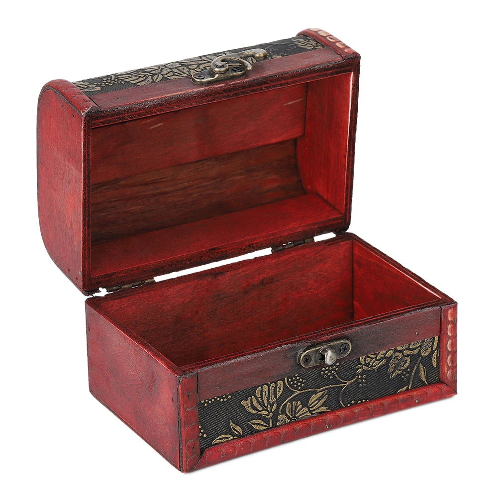 Vintage Square Jewelry Storage Box Handmade Wooden Decorative Display Case