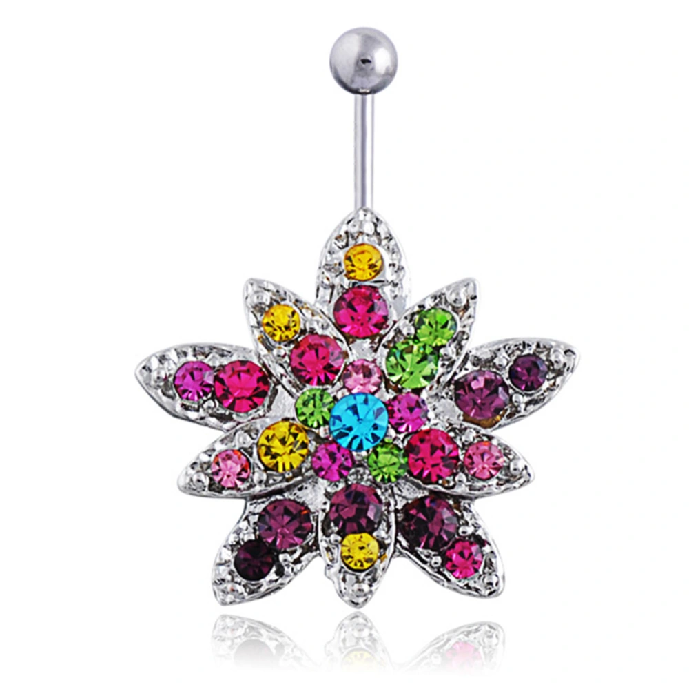 Women Colorful Lotus Belly Navel Button Q00329 Alloy Body Jewelry