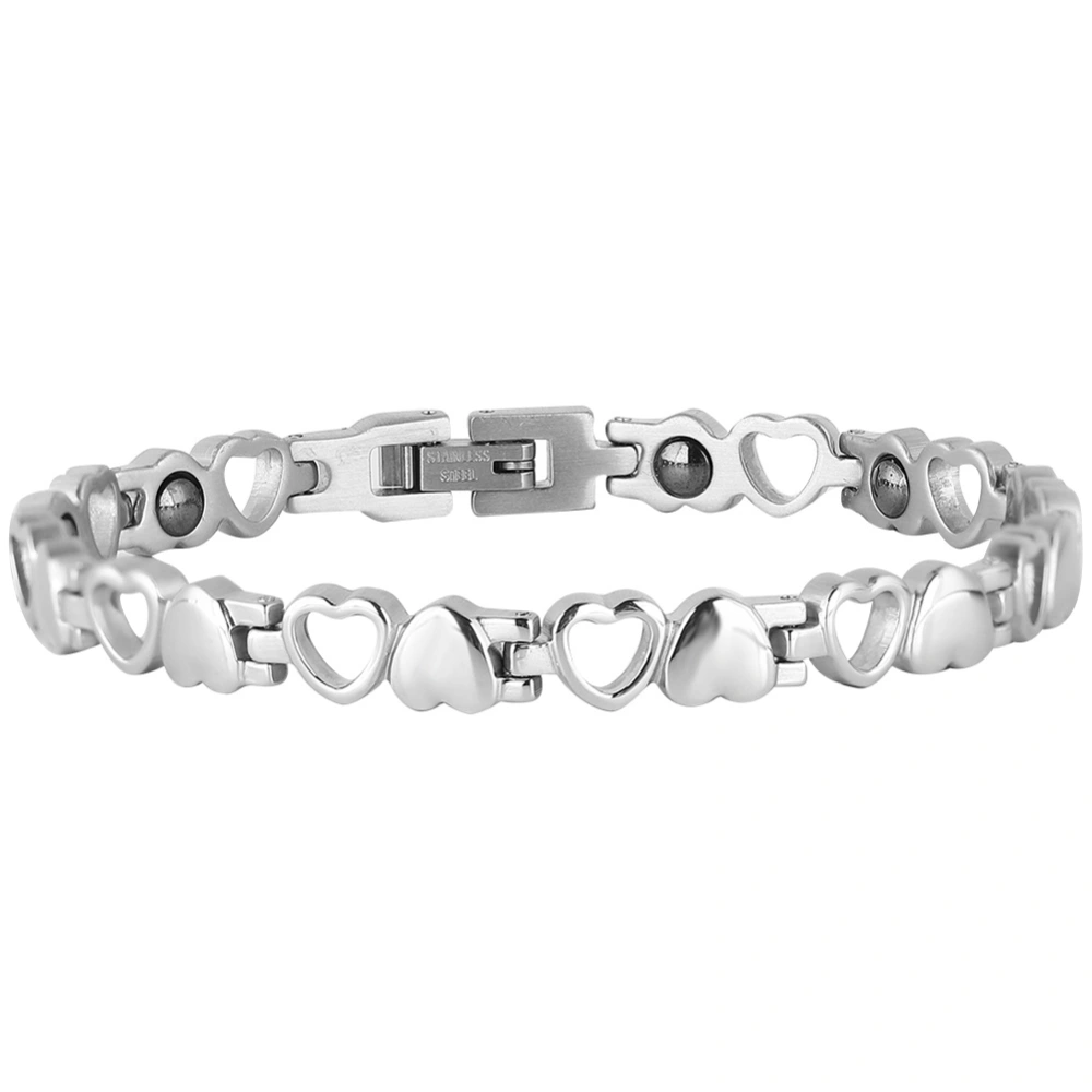 Titanium Steel Magnetic Therapy Bracelet Hollow Heart Pattern Bracelet for Female