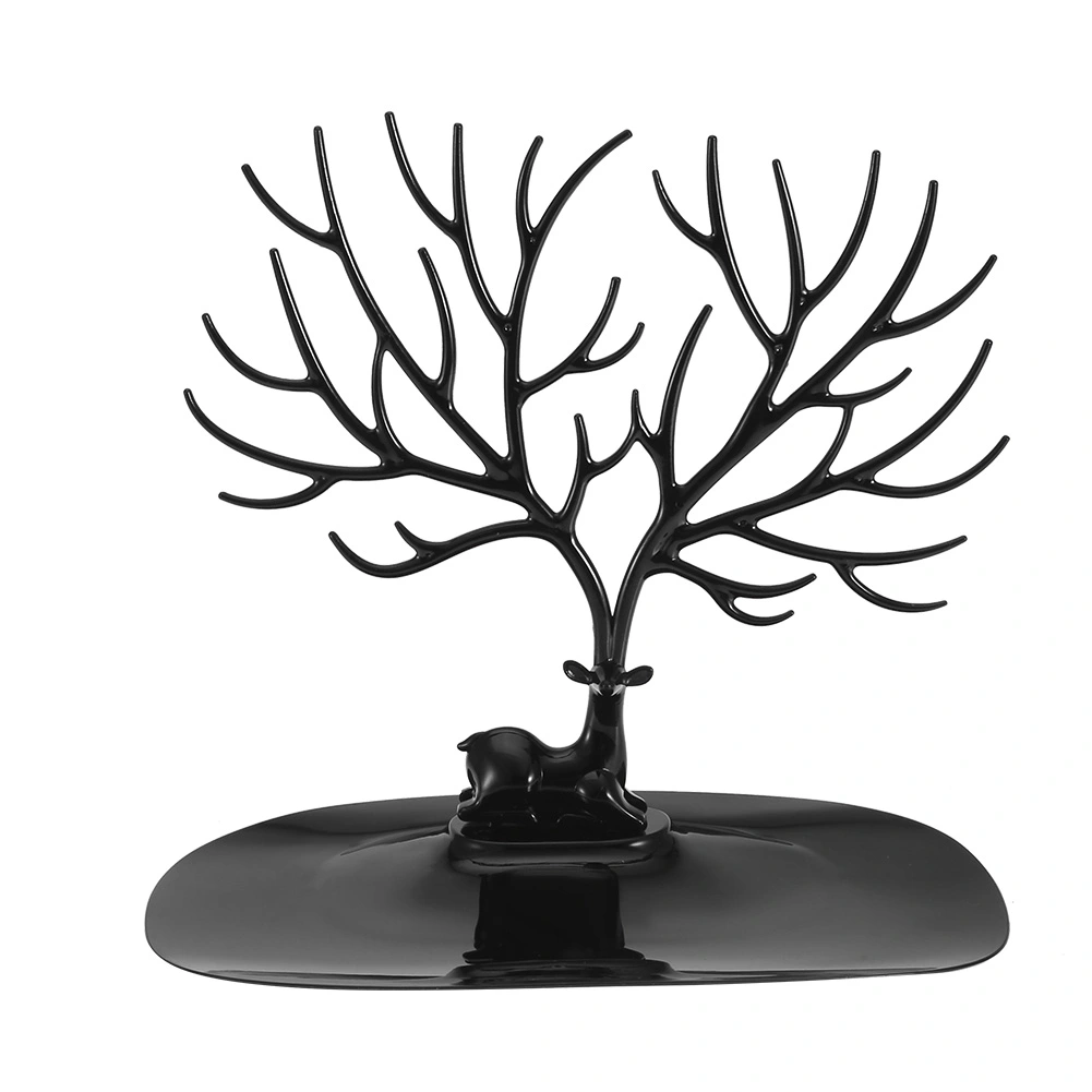 Antler Shape Dish Necklace Bracelet Pendant Jewelry Organizer Display Holder (Black)