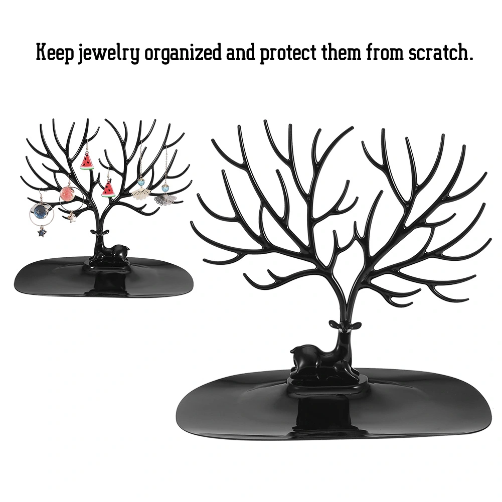 Antler Shape Dish Necklace Bracelet Pendant Jewelry Organizer Display Holder (Black)
