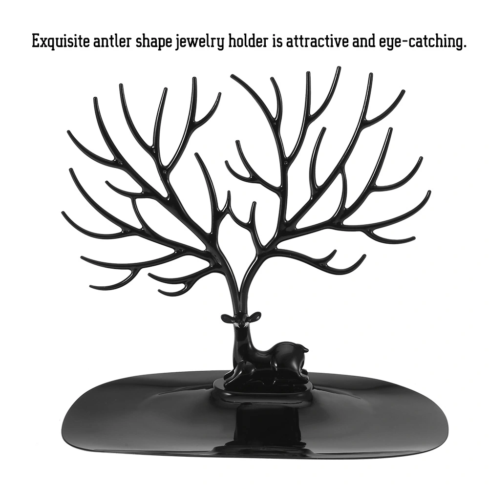 Antler Shape Dish Necklace Bracelet Pendant Jewelry Organizer Display Holder (Black)