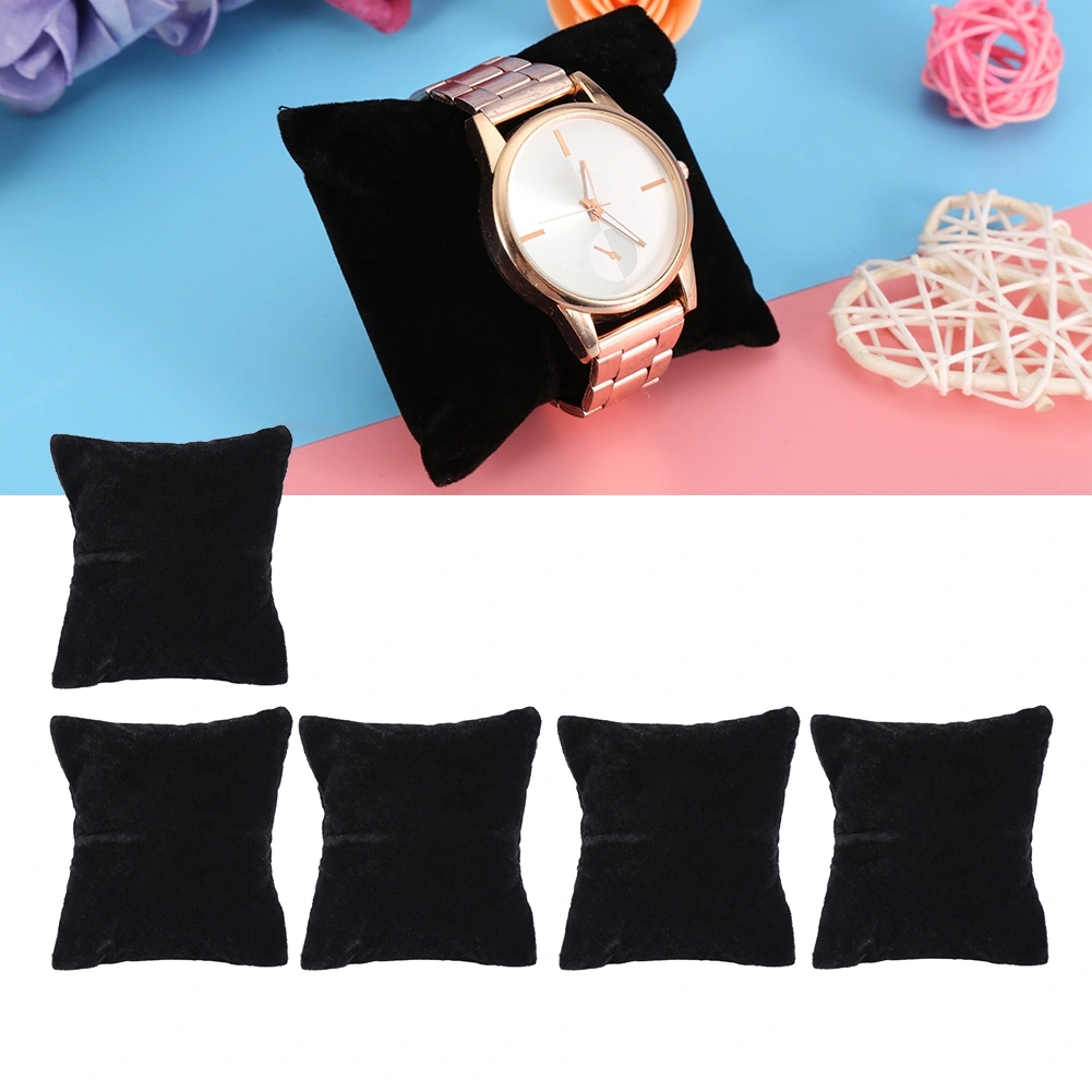 Velvet Jewelry Display Pillow Watch Bangle Bracelet Stand Holder Storage Organizer (Black)