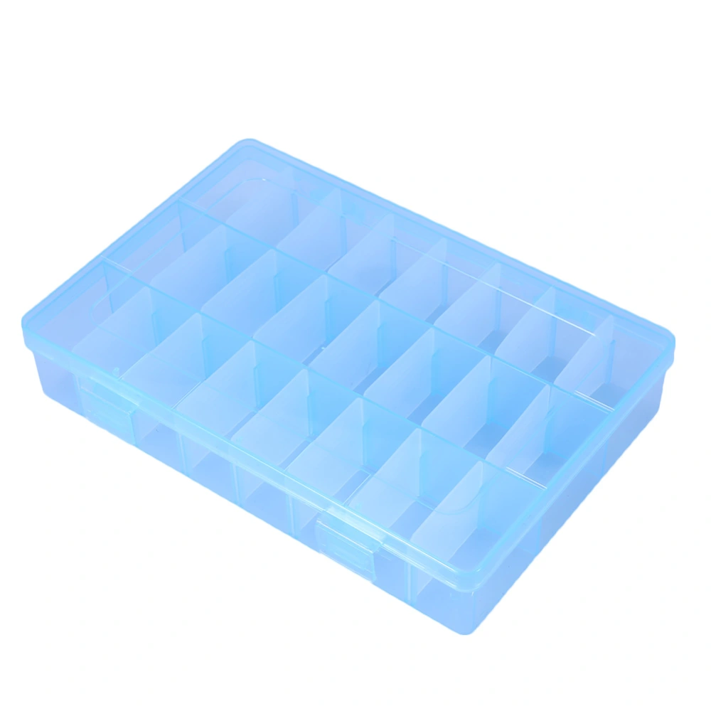 24 Grids Plastic Jewelry Adjustable Box Detachable Organizer Beads Earrings Storage Case (Blue)