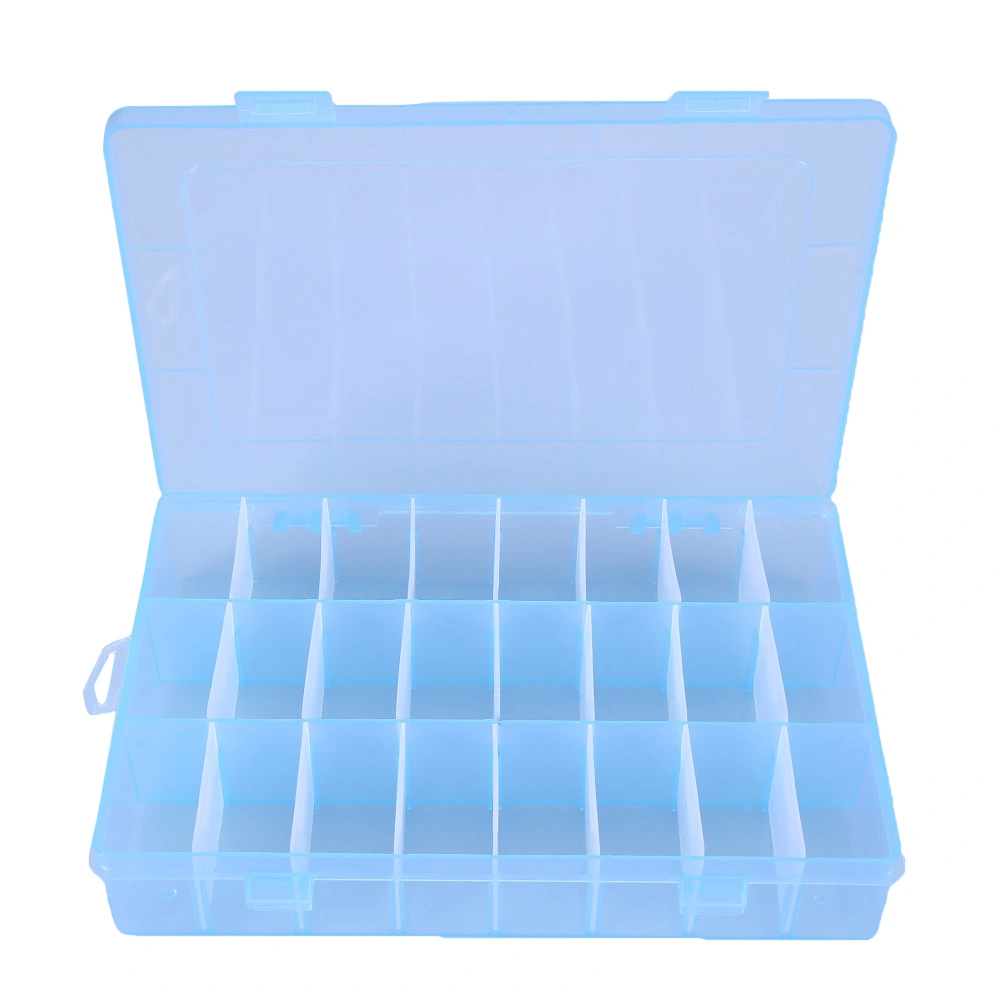 24 Grids Plastic Jewelry Adjustable Box Detachable Organizer Beads Earrings Storage Case (Blue)