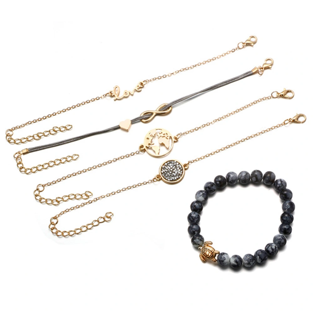 5Pcs Fashionable Jewelry Accessory Simple Alloy Bracelet Set for Women