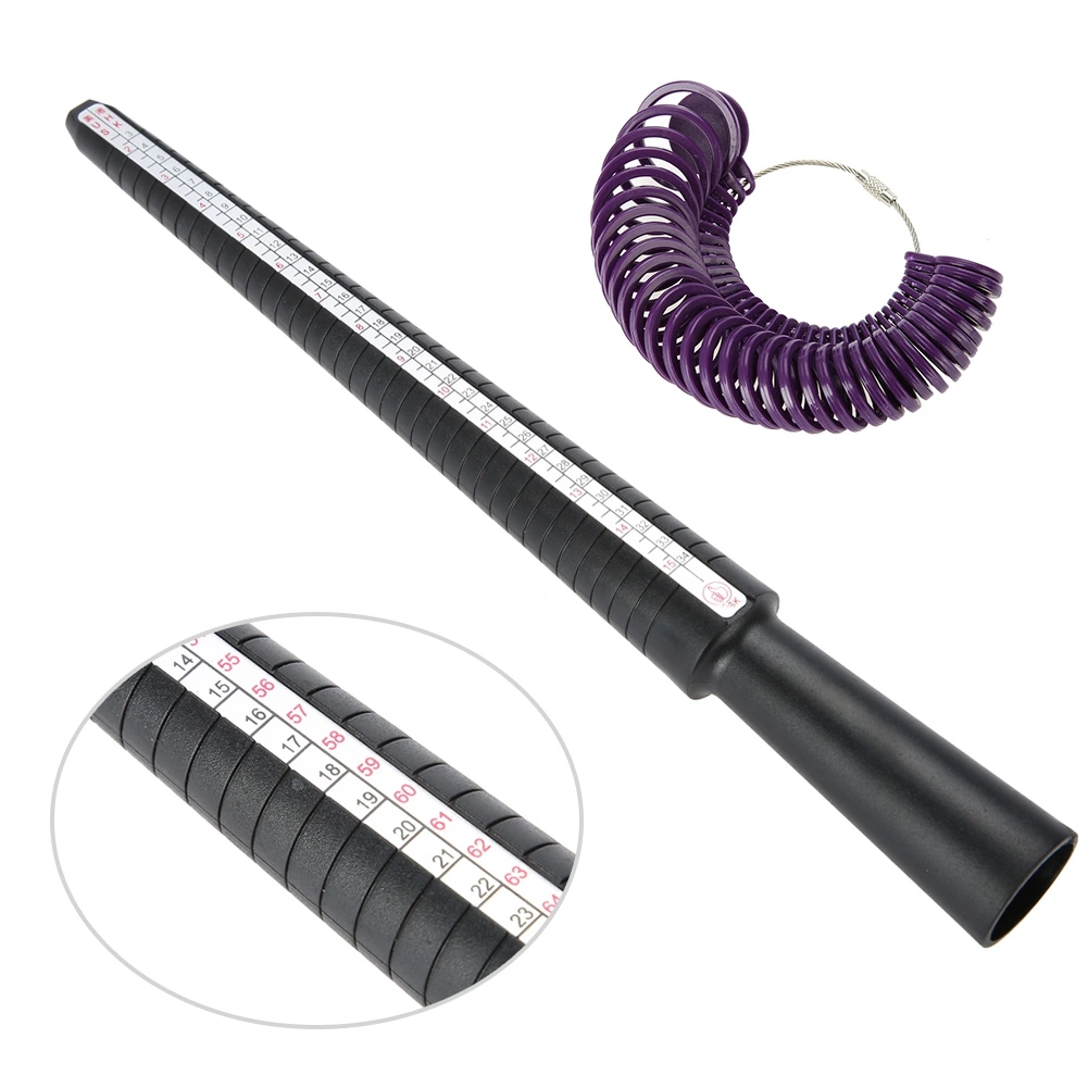 US HK Sizes Ring Mandrel Stick Finger Gauge Sizer Jewelry Measuring Tool Set