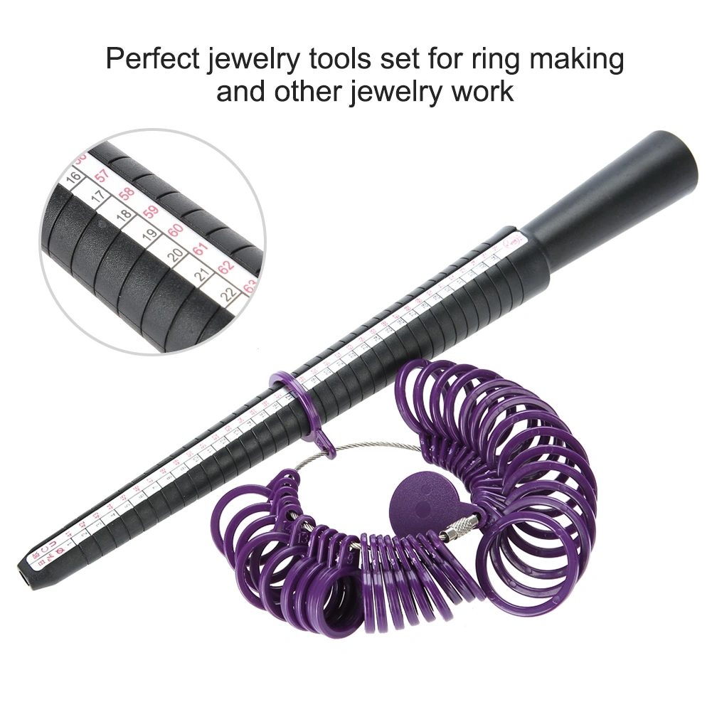 US HK Sizes Ring Mandrel Stick Finger Gauge Sizer Jewelry Measuring Tool Set