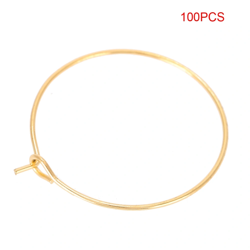 100 Pcs Steel Circle Earring Loops Wine Glass Hoop Ring Jewelry Findings (Gold, 35 * 30mm)