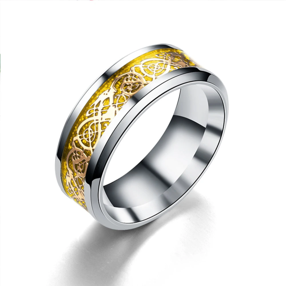 Fashion Men Women Cool Titanium Steel Finger Ring Decoration Ring Accessories Gold 11