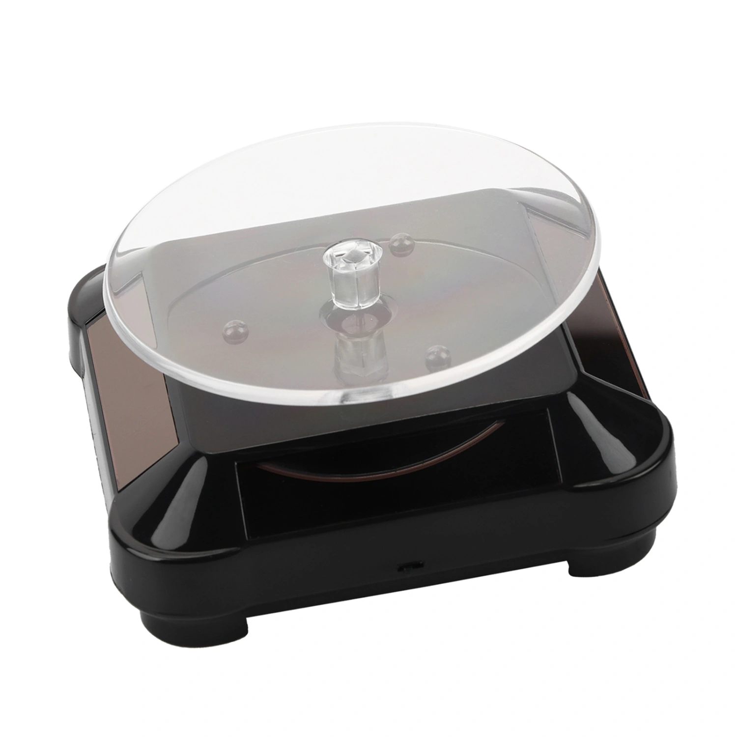 Solar Showcase 360 Rotating Turntable Watch Phone Jewelry Display Stand LED Light (Black)