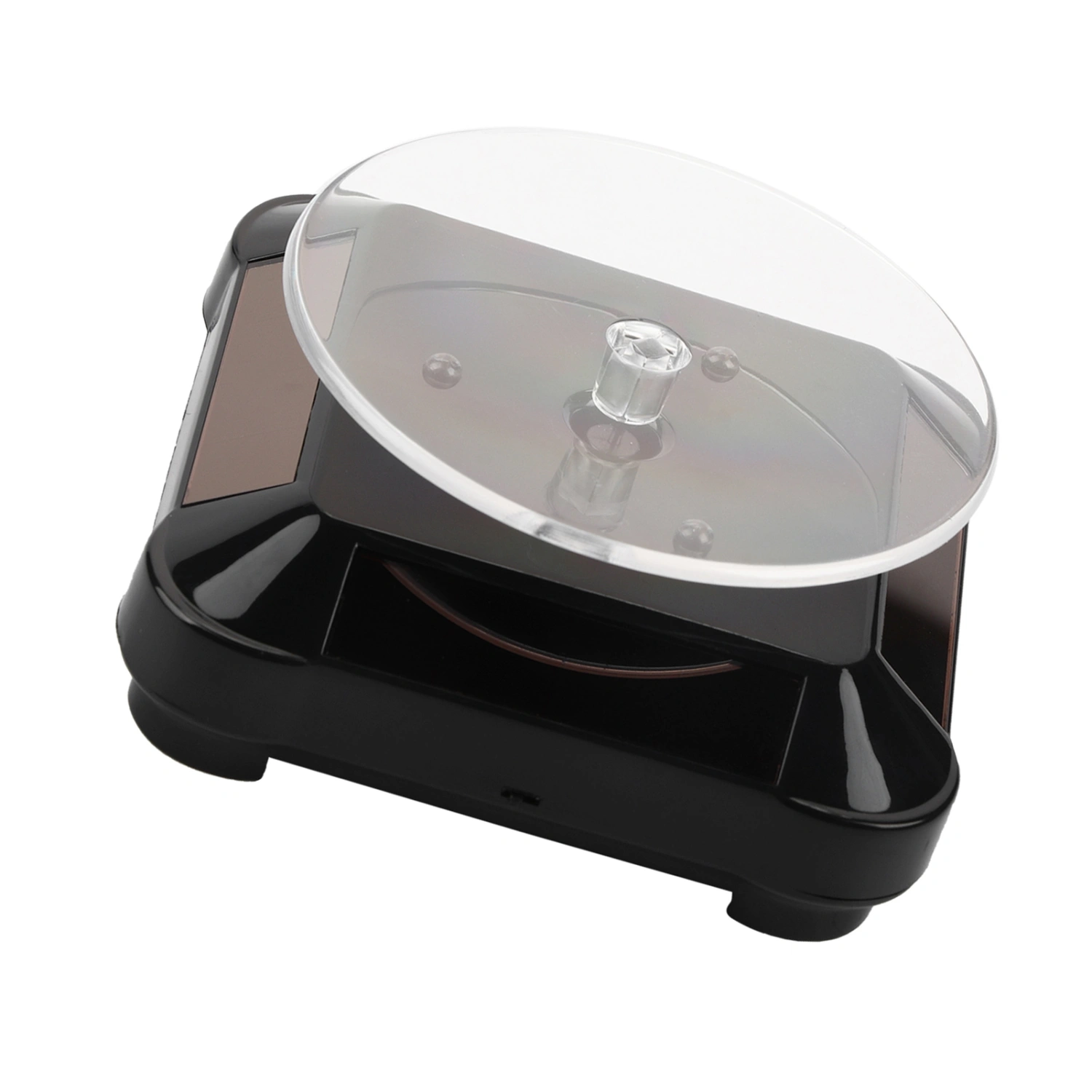 Solar Showcase 360 Rotating Turntable Watch Phone Jewelry Display Stand LED Light (Black)
