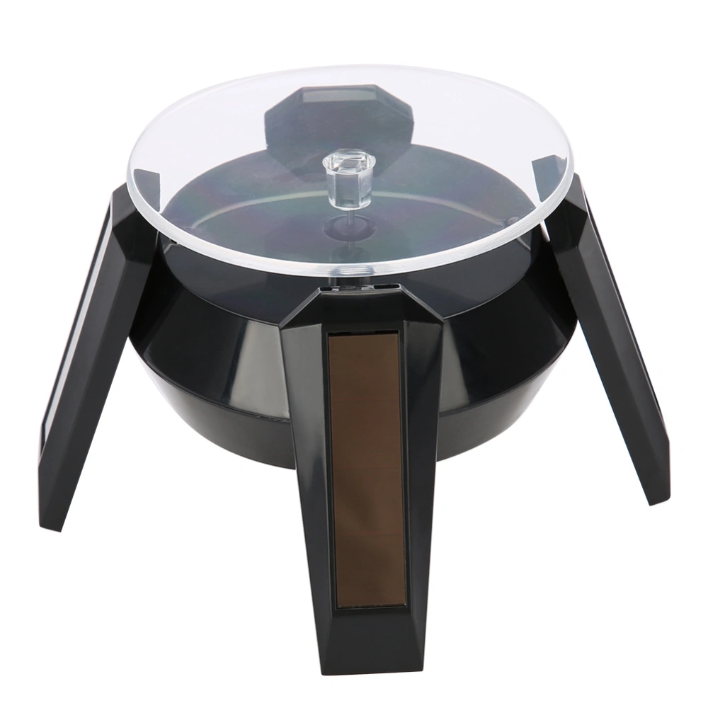 Solar 360 Degrees Rotating Turntable Watch Phone Jewelry Display Stand LED Light (Black)