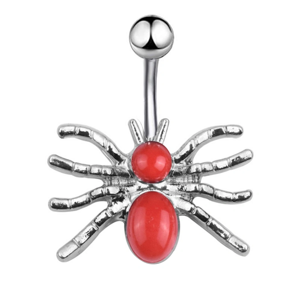 Fashion High Quality Stainless Steel Spider Belly Navel Ring Body Piercing Jewelry(Red)