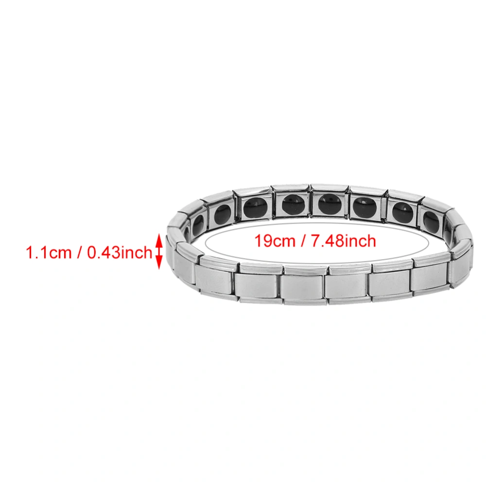 Simple Style Unisex Titanium Steel Bracelet Wristband Jewelry Bangle for Health Energy (Silver)